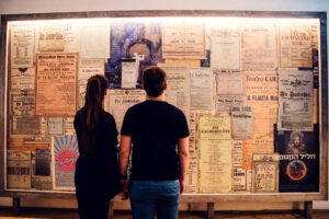 Adriana and Mario exploring Mozart exhibition at Mozarthaus.