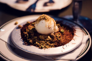 Middle Eastern dessert with pistachios at Neni am Prater.