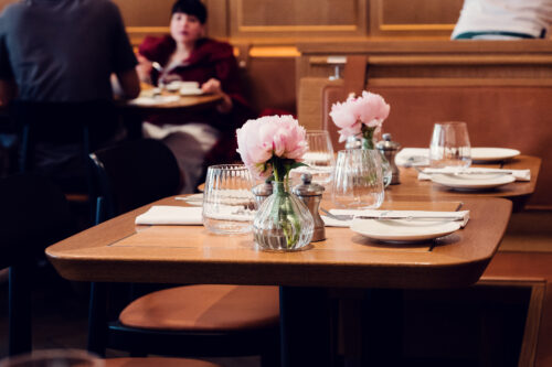 Table setting in the restaurant area of Plachutta's Neuer Markt.