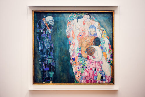 Famous artwork by Gustav Klimt exhibited at the Leopold Museum.