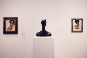 Statue of Egon Schiele in Leopold Museum Vienna.