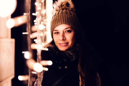 Festive lights and decorations at Belvedere Christmas village.