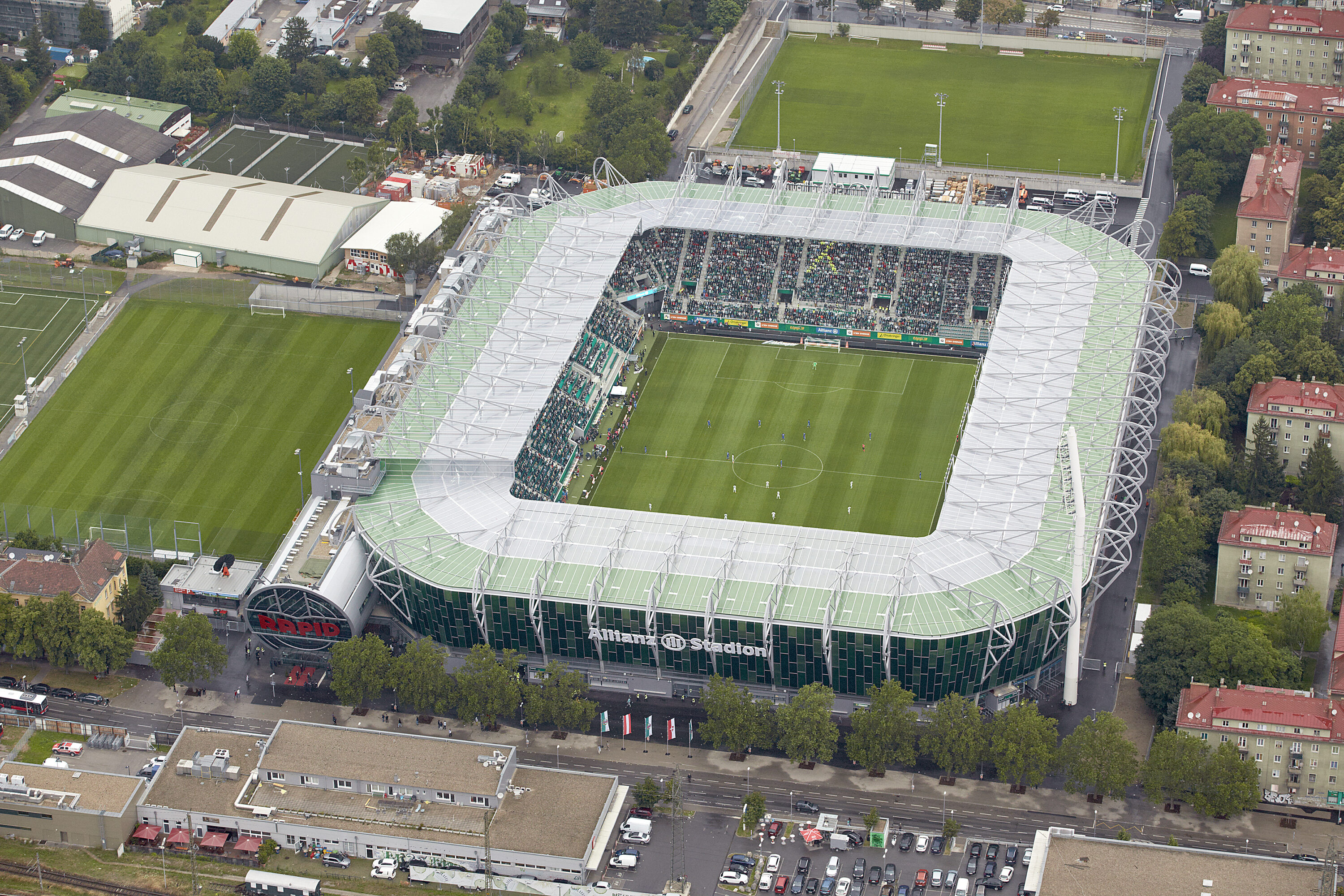 Aerial view of the Allianz Stadion during its opening in Hütteldorf, Vienna